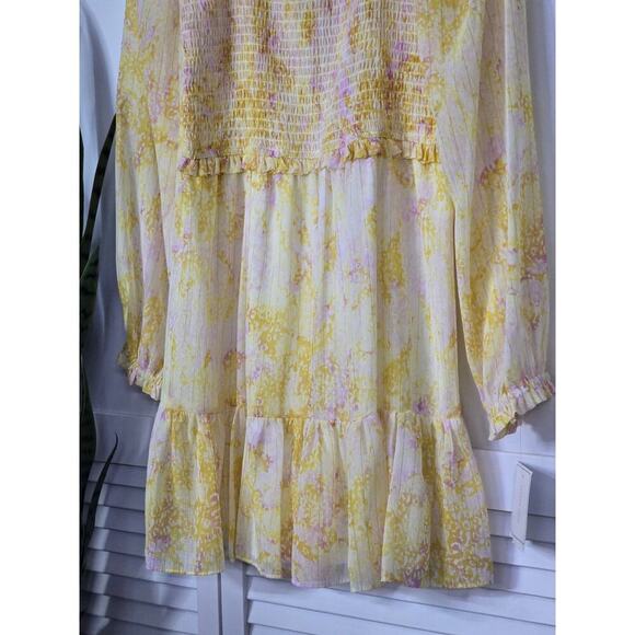 1.State Women's Blouson Sleeve Square Neck Floral Smocked Dress NWT Medium - Picture 4 of 9